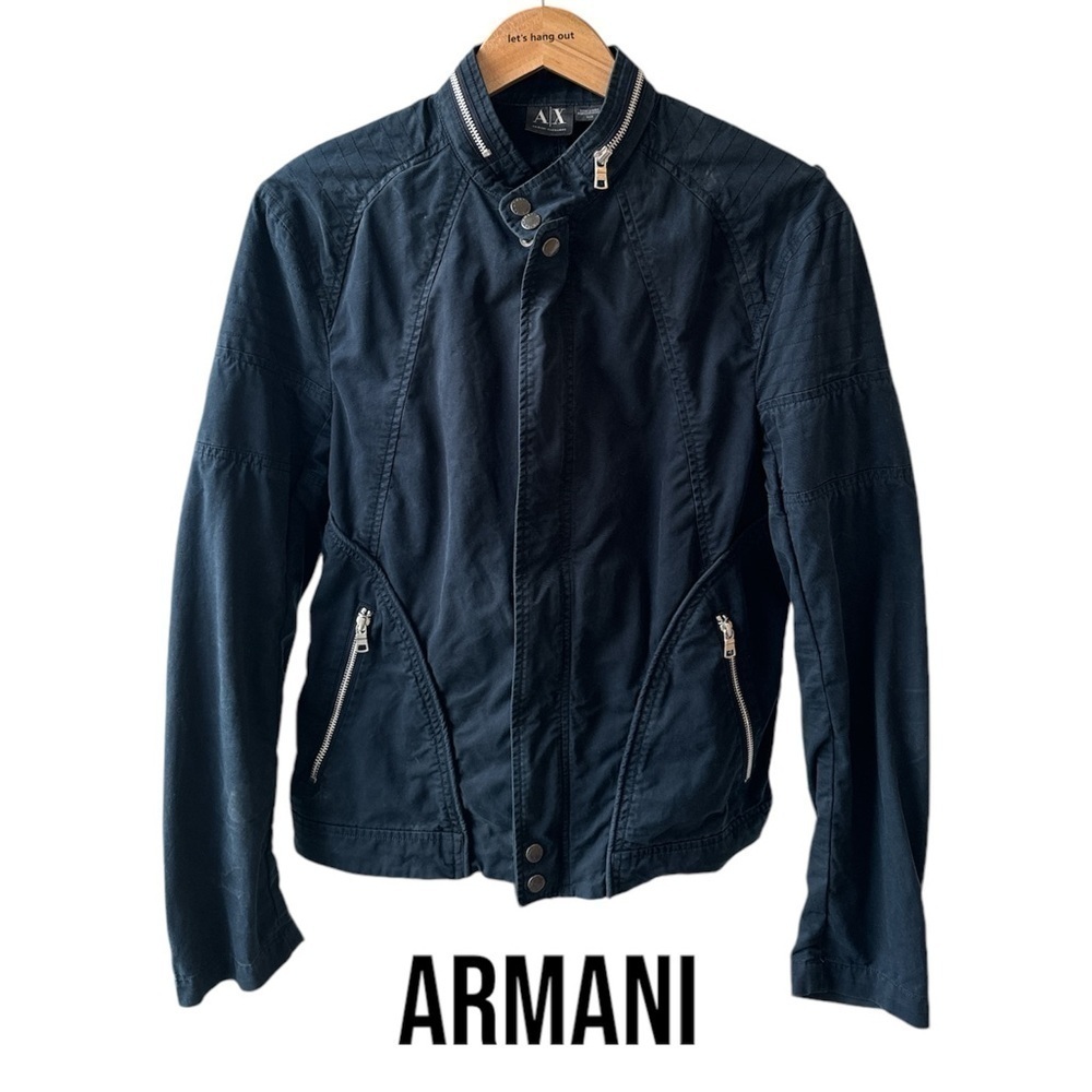ARMANI Vintage Biker Jacket | Navy | Fitted Medium | Bomber
